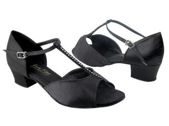 dansschoenen zwart satijn met steentjes  